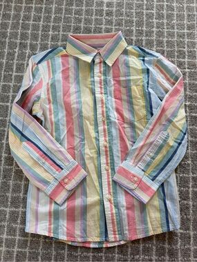 Men's Multi-Color Pastel Stripe Button-Down Shirt
